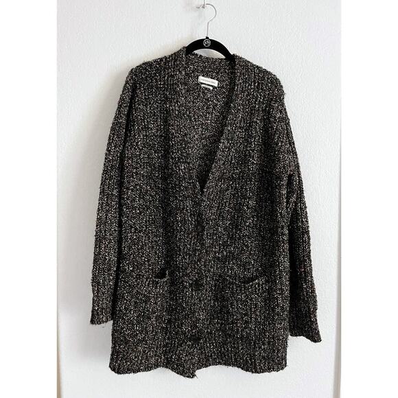 Isabel Marant Etoile Oversized Wool Blend Speckled Black V Neck Cardigan 38/ M - Picture 2 of 8